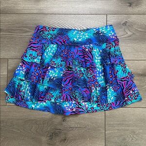 Dona Jo Shakira High Rise Multicolor Tennis Skirt Skort Blue Pink Size Medium